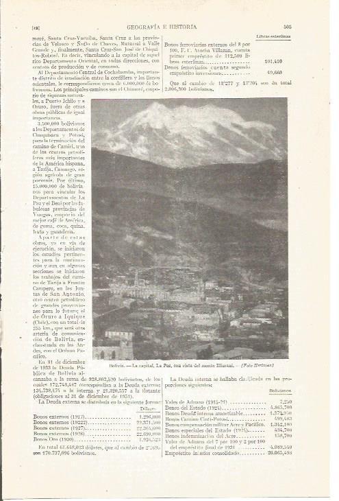 LAMINA V05036: Vista de La Paz, Bolivia