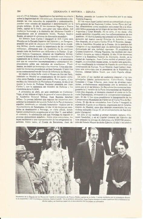 LAMINA V05460: Los Reyes de España junto a Indira Gandhi en Nueva Delhi