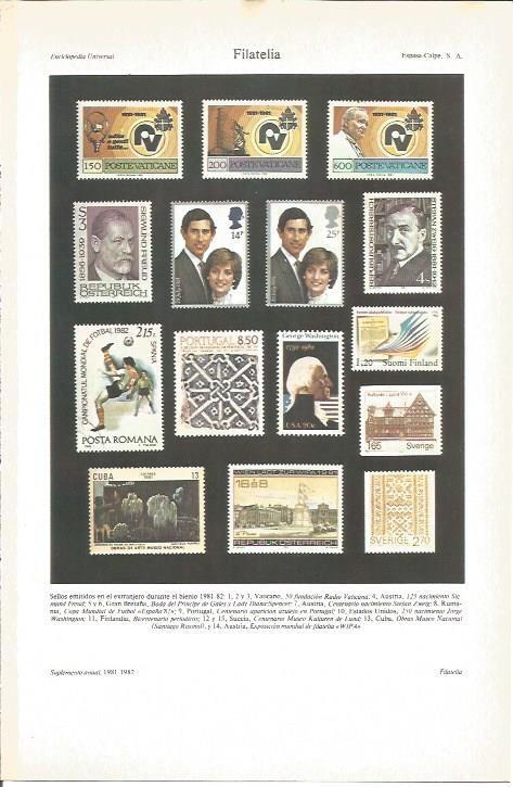 LAMINA V05435: Sellos emitidos en el extranjero bienio 1981-82
