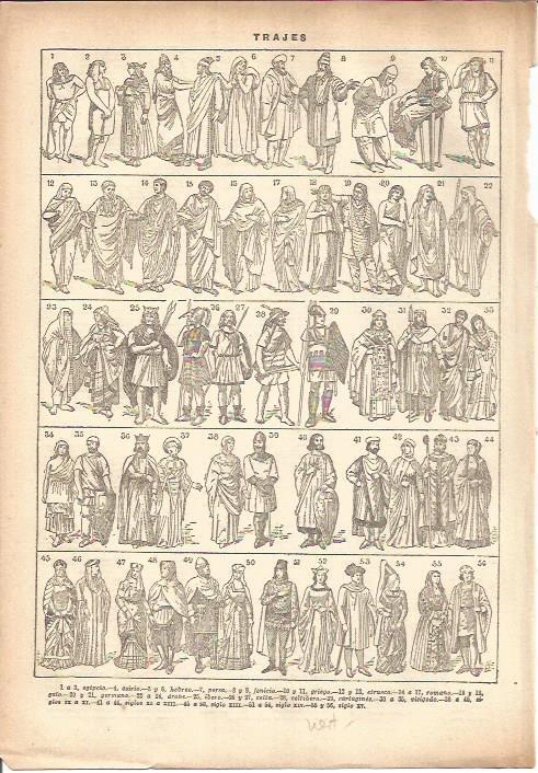 LAMINA V05541: Tipos de trajes hasta el siglo XV