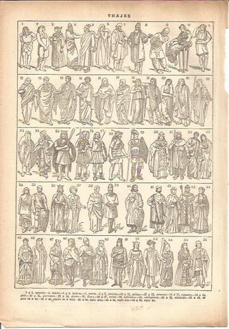 LAMINA V05541: Tipos de trajes hasta el siglo XV