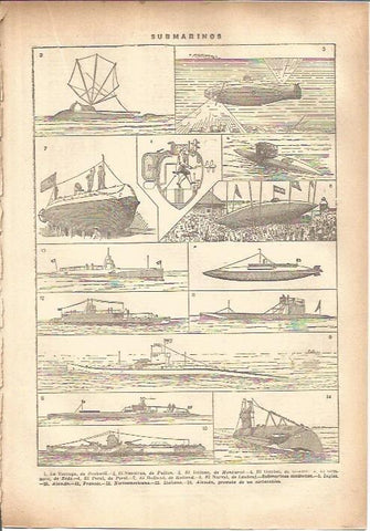 LAMINA V05524: Tipos de submarinos