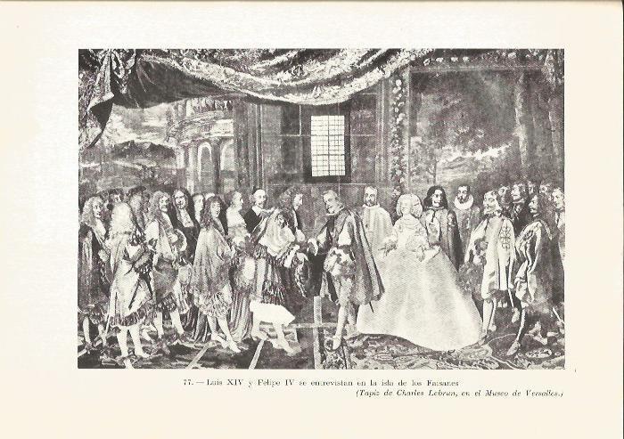 LAMINA V05307: Luis XIV y Felipe IV se entrevistan en la isla de los Faisanes, tapiz de Charles Lebrun