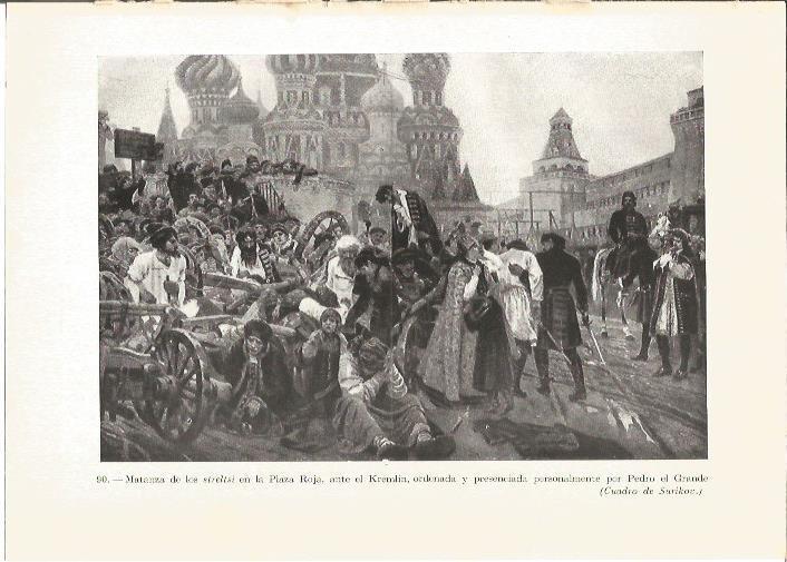 LAMINA V05317: Matanza de los streltsi en la Plaza Roja, por Surikov