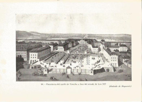 LAMINA V05314: Panoramica del castillo de Versalles, grabado de Huguenet