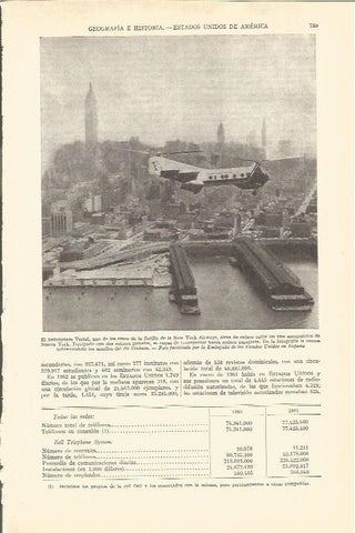 LAMINA V05253: Helicoptero Vertol sobrevolando Nueva York
