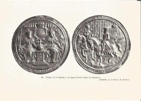 LAMINA V05284: Medallas de Felipe II de España y Maria Tudor de Inglaterra