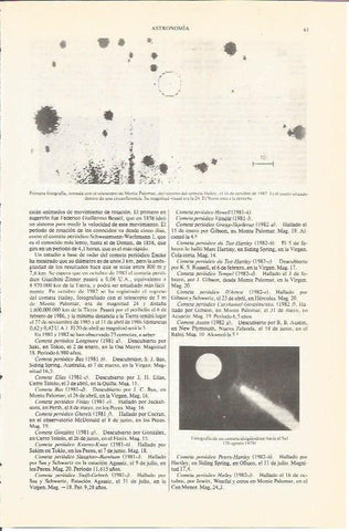 LAMINA V05404: Fotografia desde el Monte Palomar al cometa Halley en 1982