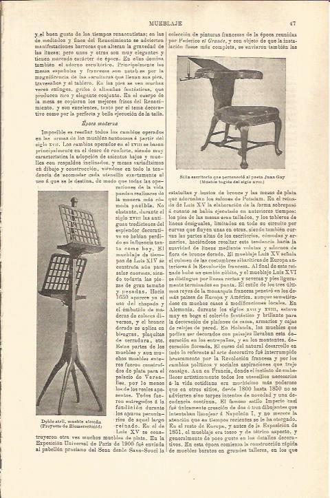 LAMINA V04485: Silla del poeta Juan Gay y doble atril