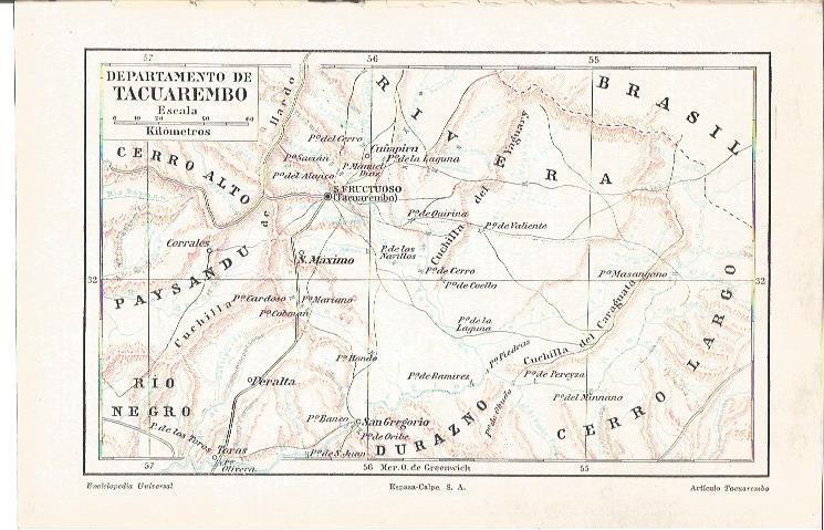 LAMINA V04427: Mapa de Tacuarembo, Uruguay
