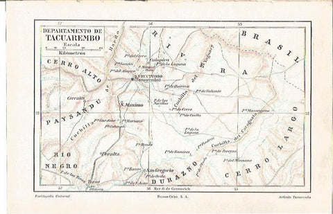 LAMINA V04427: Mapa de Tacuarembo, Uruguay