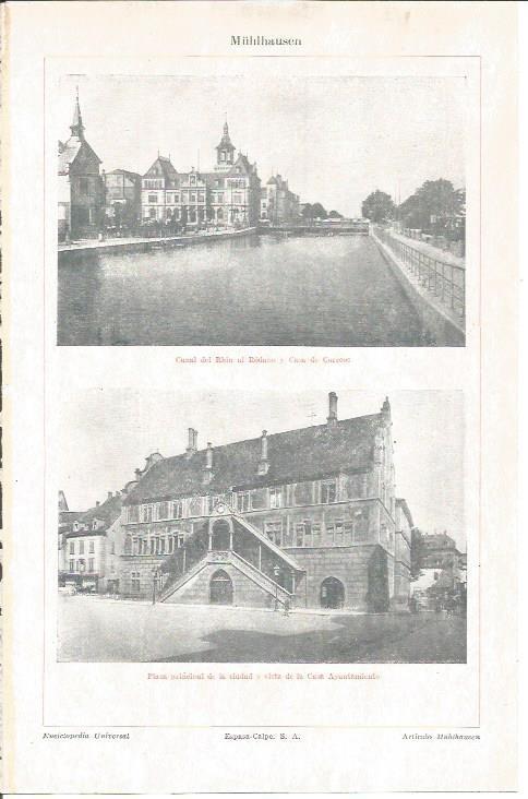 LAMINA V04509: Canal del Rhin y plaza en Muhlhausen, Alemania