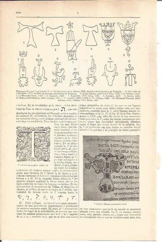LAMINA V04396: Dibujos filigranas con la letra T