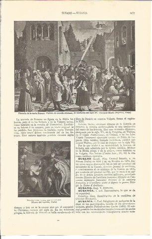 LAMINA V04368: Historia de la casta Susana, pintura alemana siglo XV 