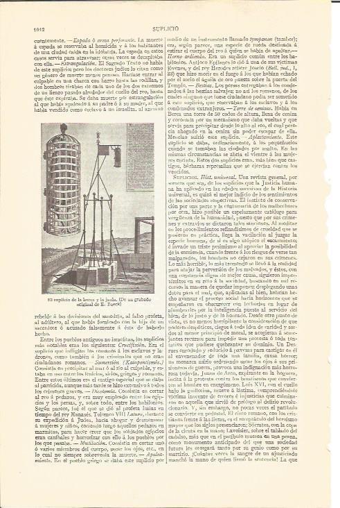 LAMINA V04352: Grabado el suplicio de la horca y la jaula, por E. Baeck