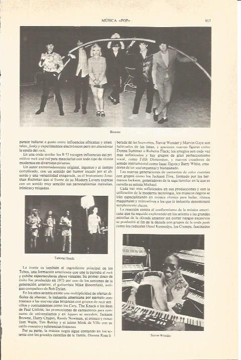 LAMINA V04893: Blondie, Talking Heads y Stevie Wonder