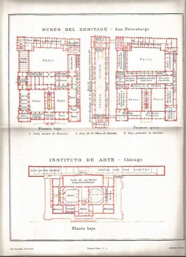 LAMINA V04639: Plantas del Ermitage e Instituto de Arte de Chicago