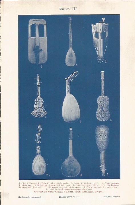 LAMINA V04659: Instrumentos de cuerda siglos XVI y XVII