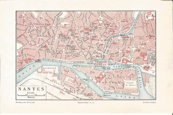LAMINA V04710: Mapa de Nantes, Francia