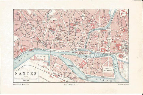 LAMINA V04710: Mapa de Nantes, Francia