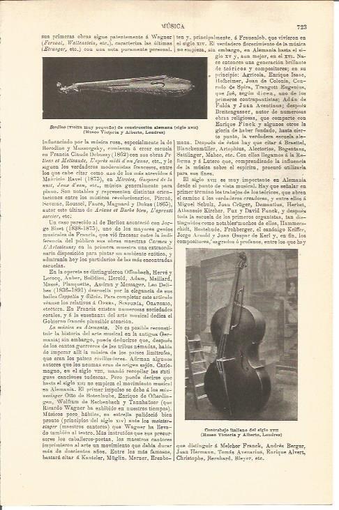 LAMINA V04669: Sordino violin siglo XVII y contrabajo siglo XVII