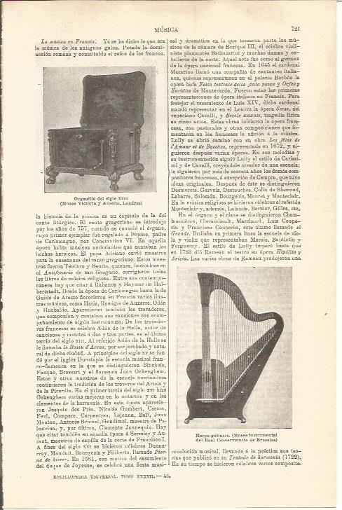 LAMINA V04668: Organillo siglo XVIII y harpa-guitarra