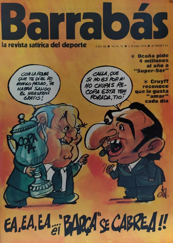 Revista: BARRABAS, Año III, Numero 092: Ea, Ea, Ea, El Barça se cabrea! (2 julio 1974) Incluye poster chica prefijo Barcelona