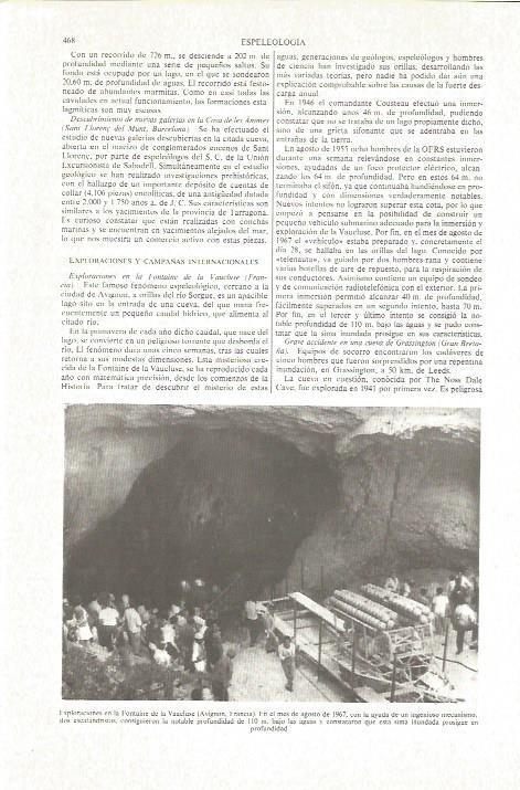 LAMINA V06153: Exploraciones en la Fontaine de la Vaucluse 1967, Francia