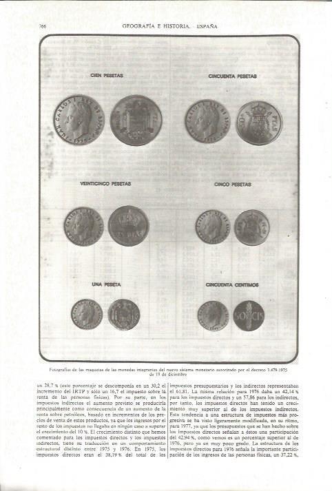 LAMINA V06215: Monedas del nuevo sistema monetario de 1975