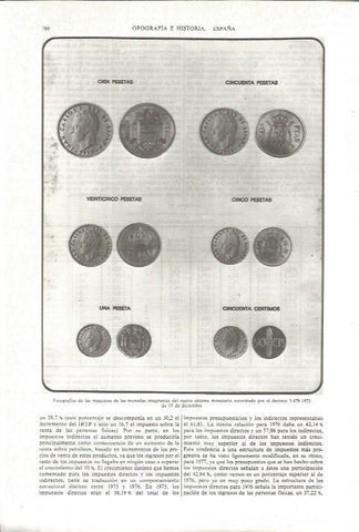 LAMINA V06215: Monedas del nuevo sistema monetario de 1975