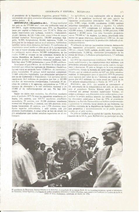 LAMINA V06196: Seretse Khama junto a Julius Nyerere en 1976