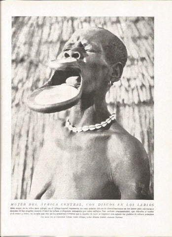 LAMINA V06453: Mujer del Africa Central con discos en los labios