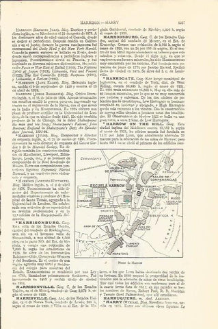 LAMINA V05717: Plano de Harrow on the Hill, Inglaterra