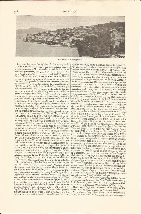 LAMINA V05642: Vista general de Gallipoli, Turquia