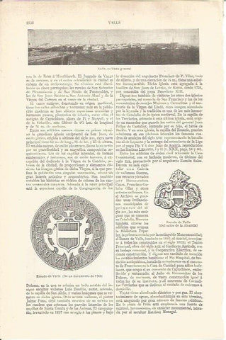 LAMINA V05966: Escudo y vista de Valls, Tarragona