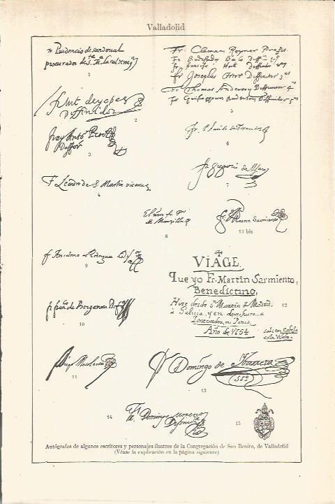 LAMINA V05912: Autografos de escritores y personajes de la Congregacion de San Benito, Valladolid