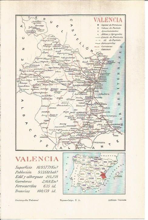 LAMINA V05832: Mapa de la provincia de Valencia