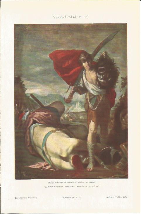 LAMINA V05809: David llevando en triunfo la cabeza de Goliat, por J. Valdes Real