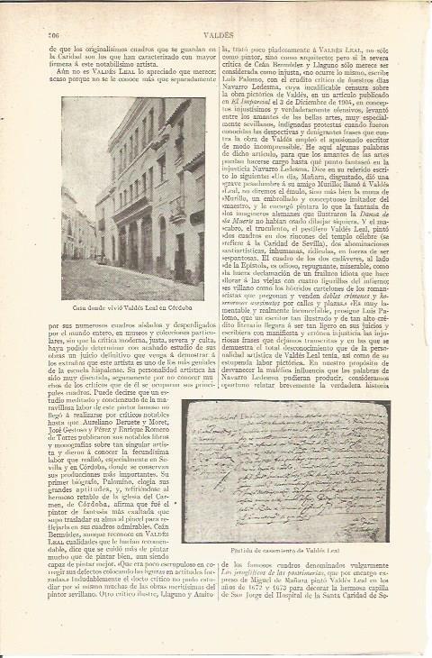 LAMINA V05810: Casa donde vivio Valdes Leal en Cordoba