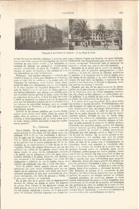 LAMINA V05856: La fabrica de tabacos y plaza de toros de Valencia