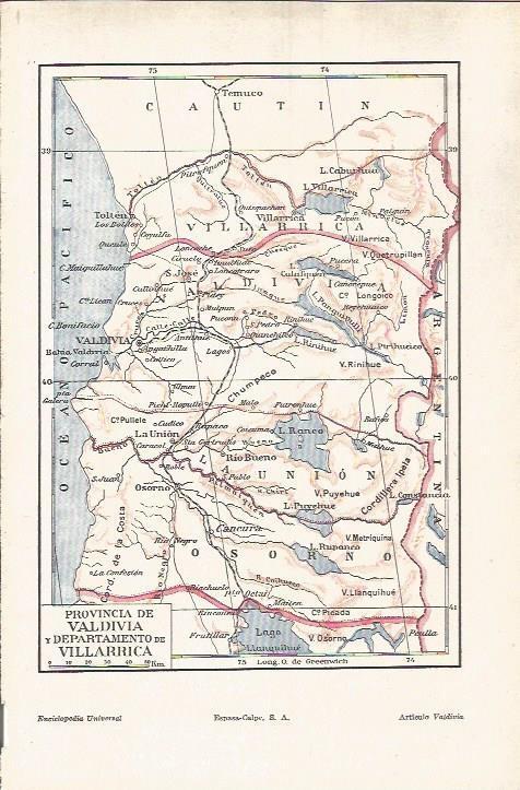 LAMINA V05819: Mapa de la provincia de Valdivia y Villarrica, Chile