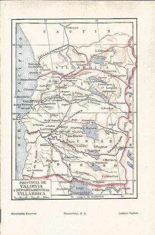 LAMINA V05819: Mapa de la provincia de Valdivia y Villarrica, Chile