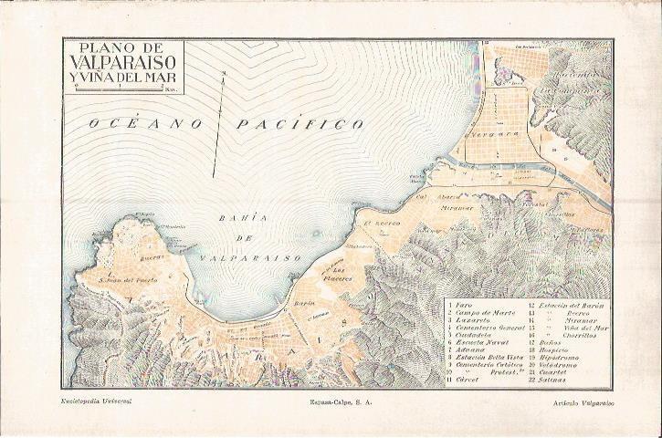 LAMINA V05888: Plano de Valparaiso y Viña del Mar