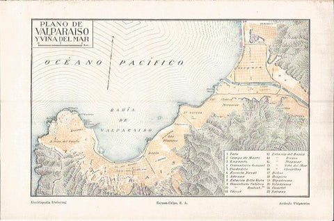 LAMINA V05888: Plano de Valparaiso y Viña del Mar