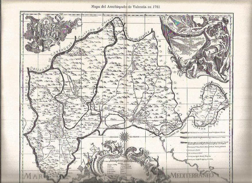 LAMINA V05864: Mapa del Arzobispado de Valencia en 1761