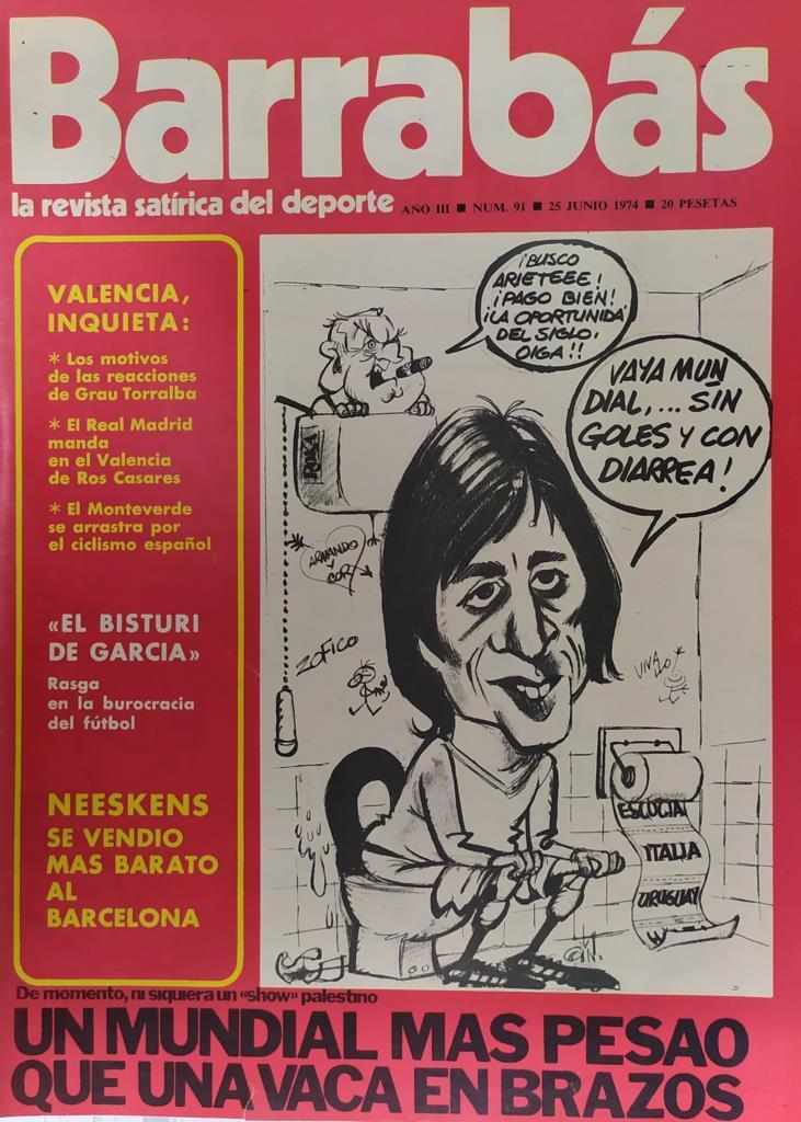 Revista: BARRABAS, Año III, Numero 091: Un mundial mas pesao que una vaca en brazos (25 junio 1974) Incluye poster chica Bicicleta