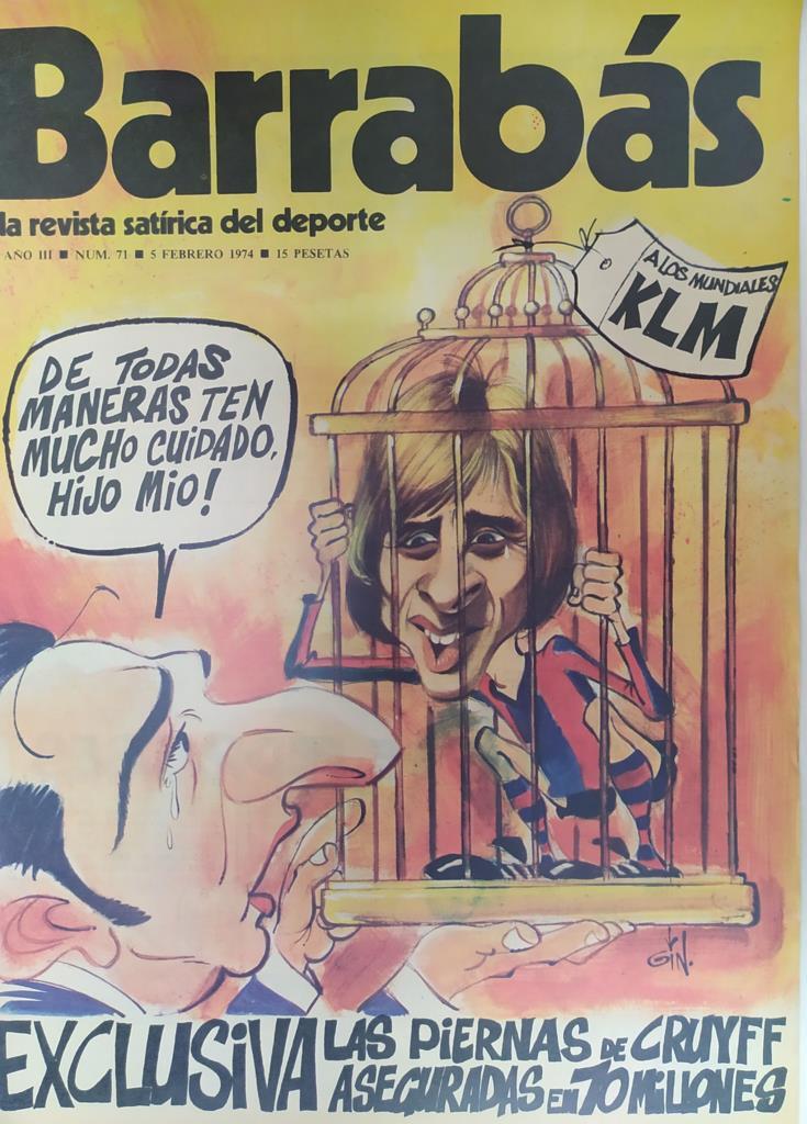 Revista: BARRABAS, Año III, Numero 071: Exclusiva Las piernas de Cruyff aseguradas en 70 Millones (5 febrero 1974) Incluye poster chica bikini amarillo