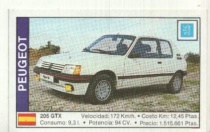CROMO numero 124: PEUGEOT 205 GTX
