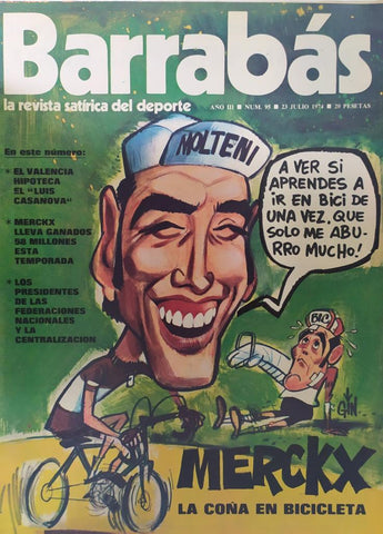 Revista: BARRABAS, Año III, Numero 095: Merckx la coña en bicicleta (23 julio 1974) Incluye poster chica bicicleta
