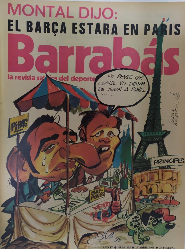 Revista: BARRABAS, Año IV, Numero 135: El Barça estará en París (29 abril 1975) Incluye poster chica bikini camuflaje amarillo
